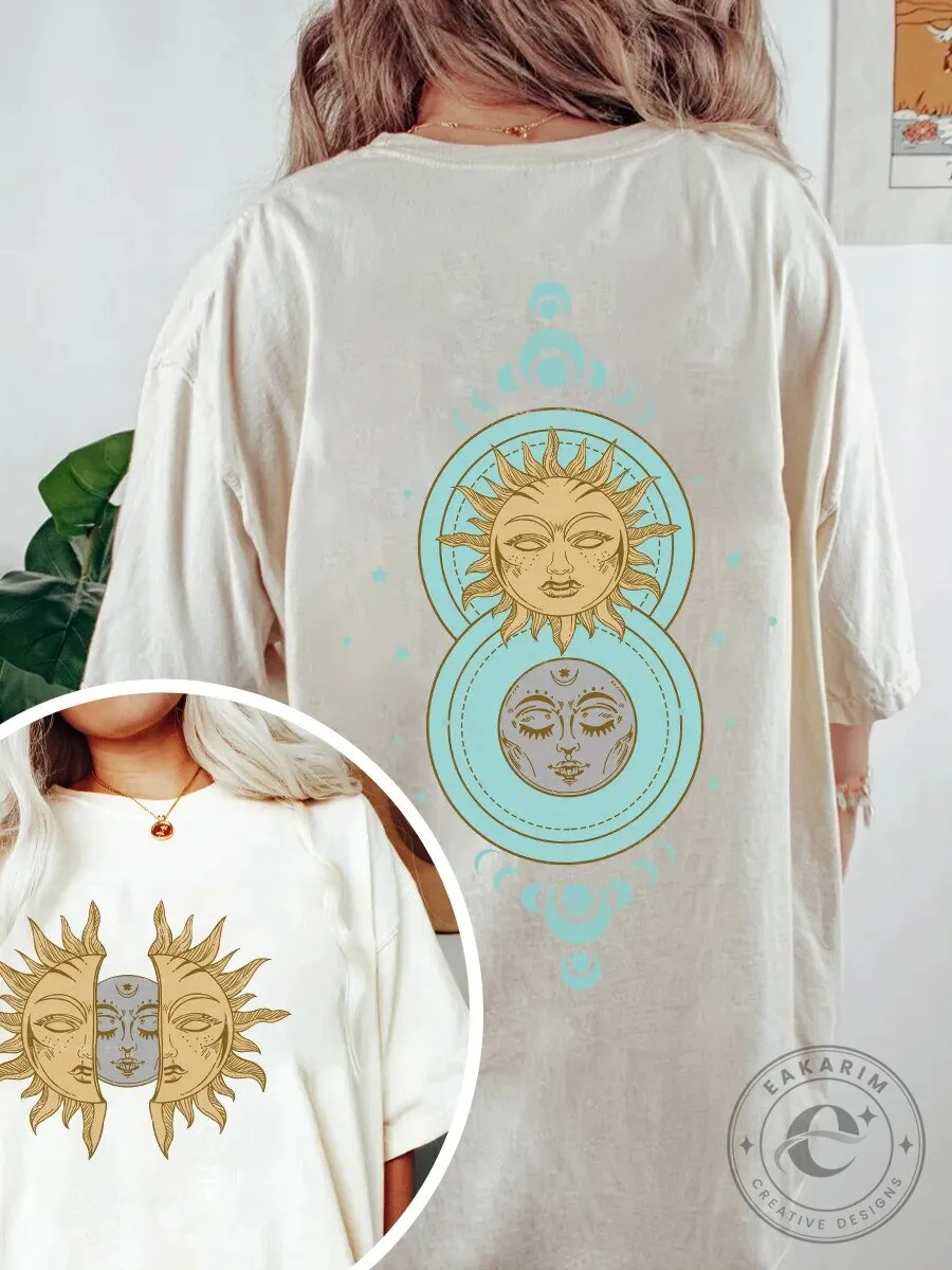 Vintage Sun And Moon Celestial Graphic T-Shirt